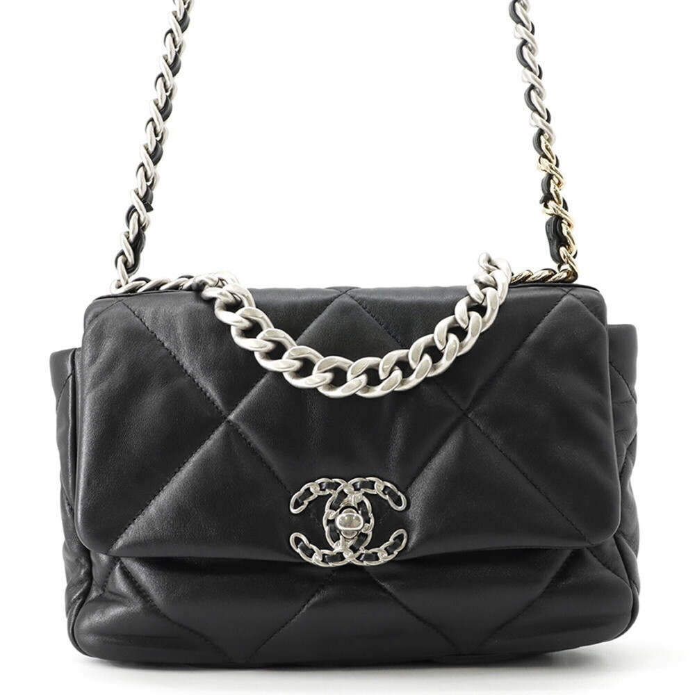 Chanel Chain Shoulder Bag CHANEL19 Flap Coco Mark Lambskin AS1160 CHANEL Blac...